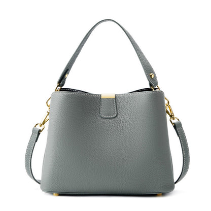 BNZEEZ Genuine Leather Bucket Bag Shoulder Crossbody Handbag