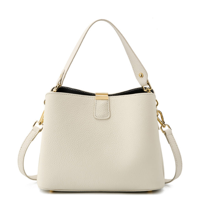 BNZEEZ Genuine Leather Bucket Bag Shoulder Crossbody Handbag