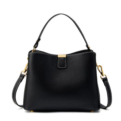 BNZEEZ Genuine Leather Bucket Bag Shoulder Crossbody Handbag